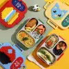 J35-7161 600ML Cartoon building Block Stainless Steel insulated Lunch box, special children's comparttioned lunch box for students to go to school Item Picture